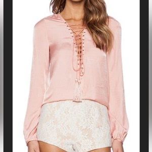 The Jetset Diaries Delta Lace-up Top Sz Medium Pink